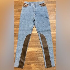 Vintage seruchi Paris acid wash western high rise chaps denim jeans 28 waist